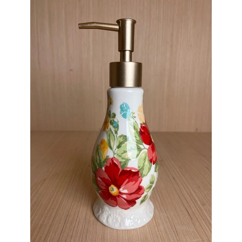 The Pioneer Woman Vintage Floral Earthenware Soap Dispenser Discontinued